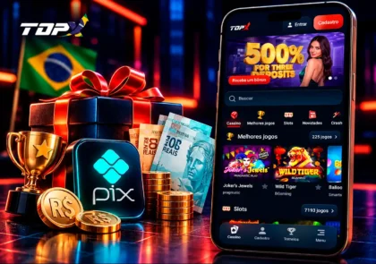 Benefícios da TopX no celular com bônus, Pix, troféu e reais para brasileiros.